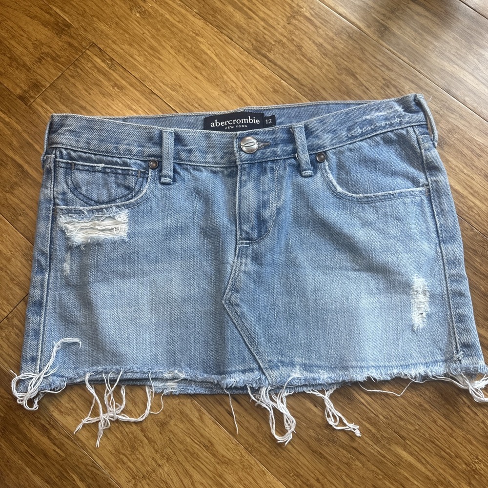 Abercrombie & Fitch Light Blue Distressed Denim Skirt - Kids